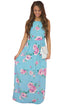 Blue Floral Bohemian Holiday Maxi Dress